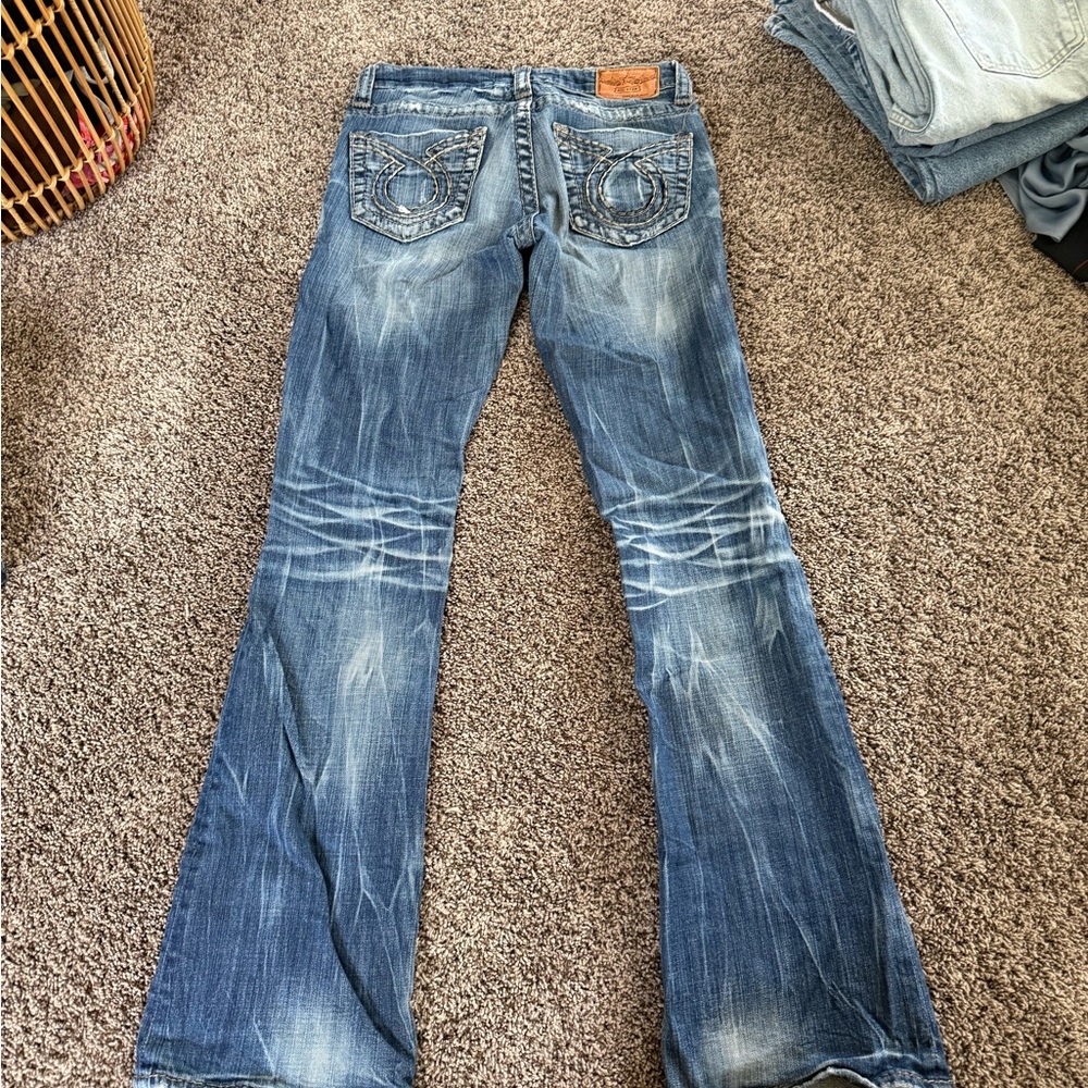 Big Star Flare Jeans in Distressed Blue